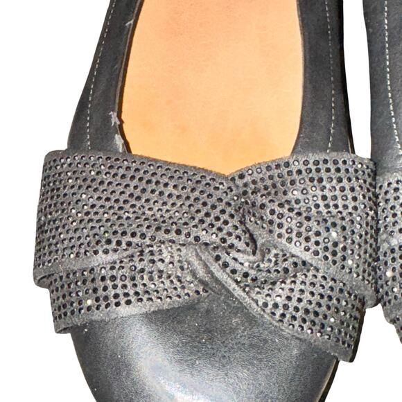 Fitflop Twiss Crystal Ballet Flats Women's Sz 8 Black Faux Leather Comfort Shoes - Picture 2 of 9